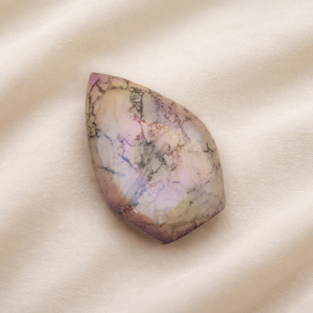 Aura Howlith & Black Zebra Calcit Freeform – Harmoniestein in schimmernder Eleganz