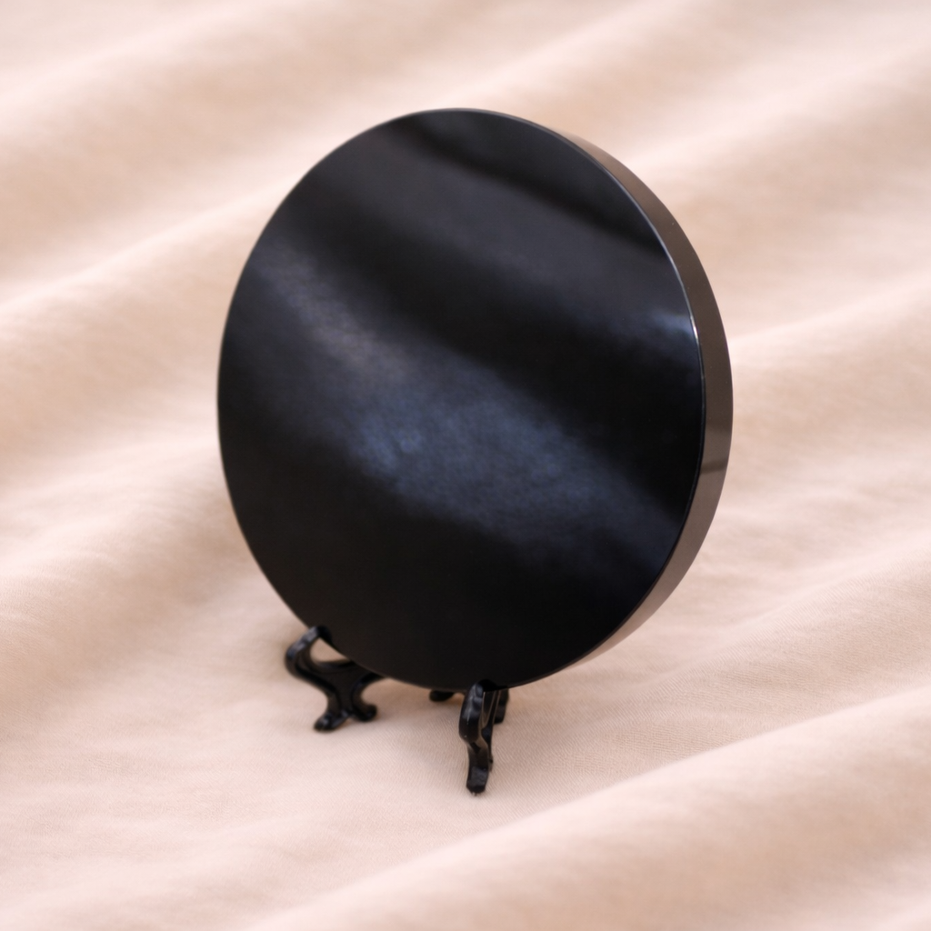 Black Obsidian Spiegelplatte – Energetischer Schutz & innerer Spiegel
