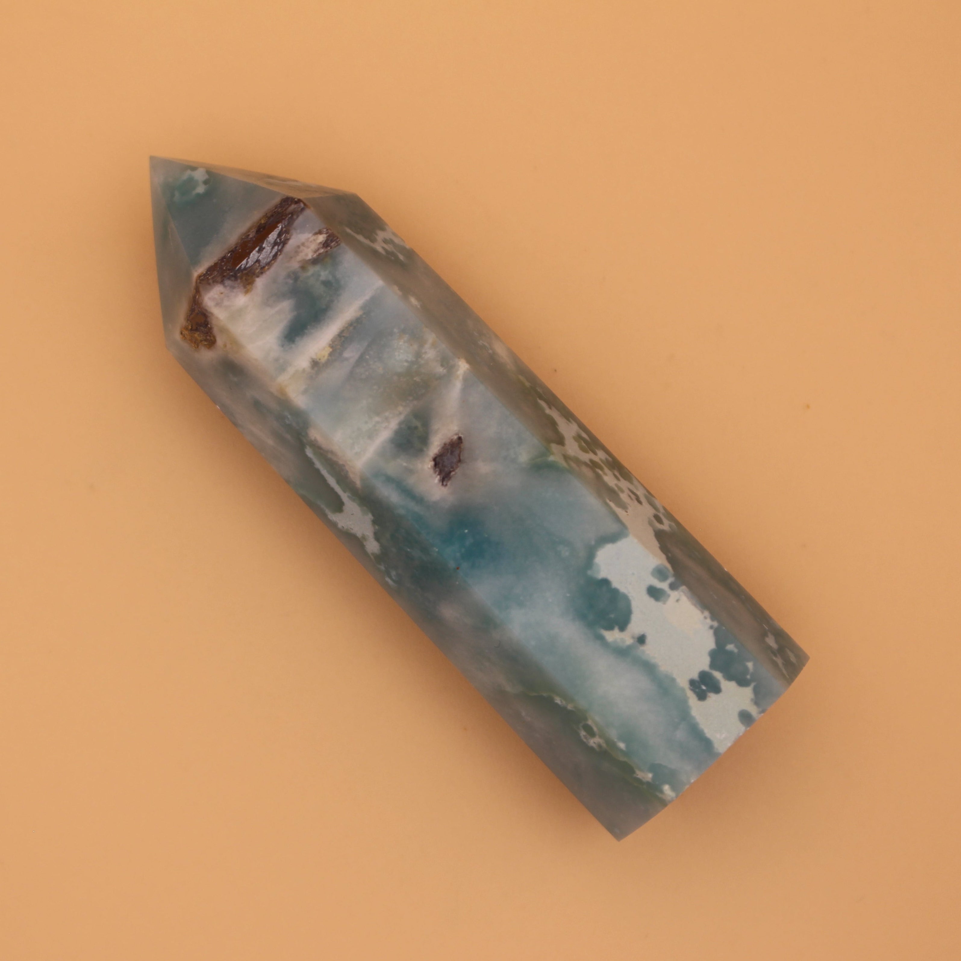 Caribbean Calcite Turm – Beruhigende Ozeanenergie & spirituelle Klarheit
