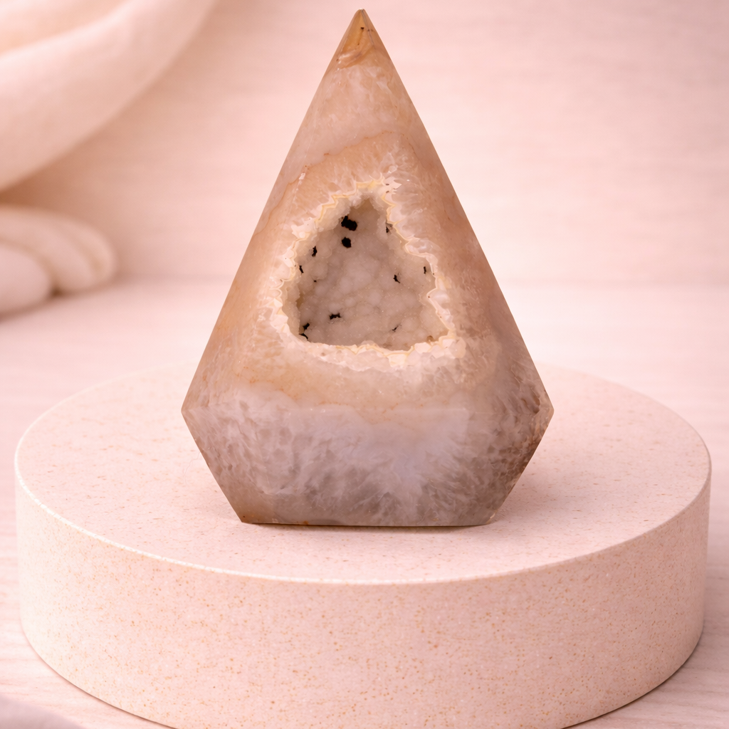 Druzy Agate Geoden Spitze – Glitzernde Energie & erdendes Design