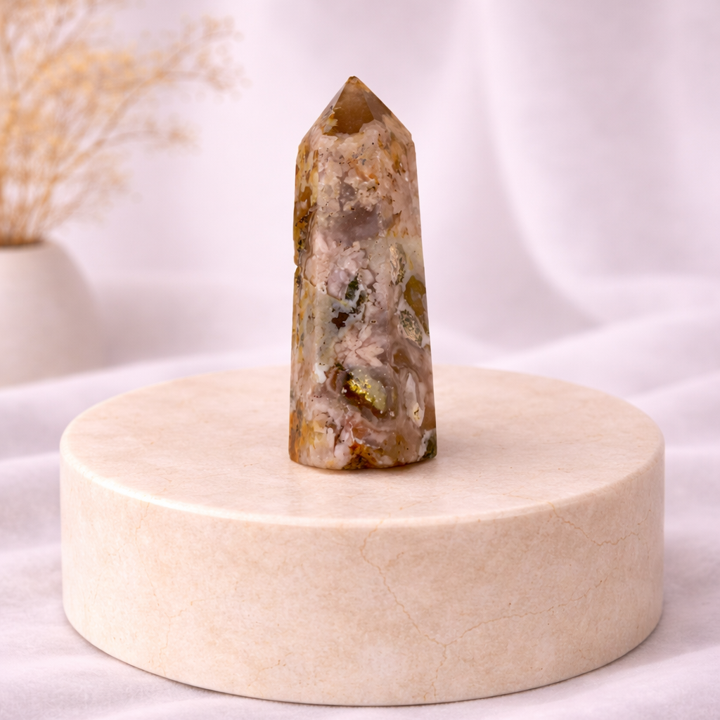 Flower Agate Spitz – Sanfte Energie & florale Schönheit