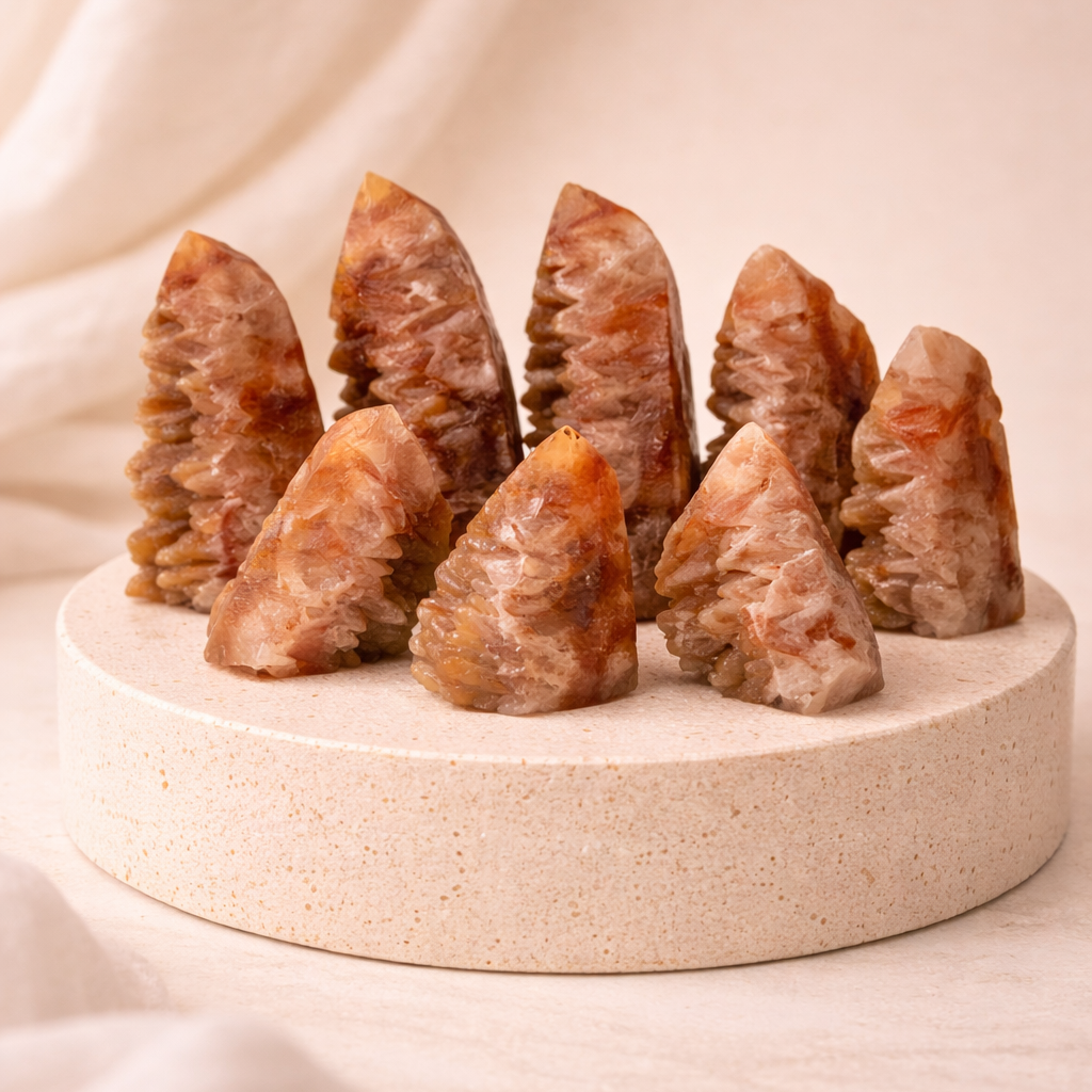 Orange Calcit Turm – Energiestein für Kreativität & Lebensfreude