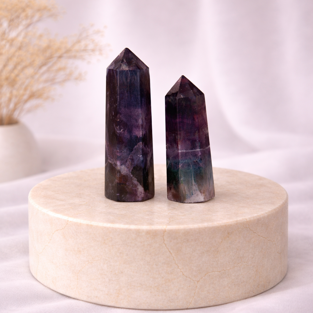 Regenbogenfluorit Spitz – Harmonie & Klarheit in kristalliner Form